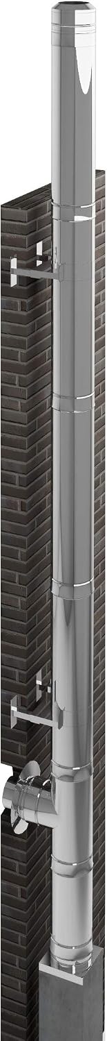 H&amp;M DW New-Line Schornstein-Paket 9,7m Ø 180mm Edelstahl Bausatz doppelwandig 25mm Isolierung 0,5mm