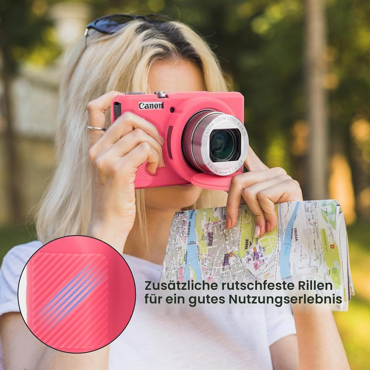 Rieibi Silikon-Schutzhülle für Canon G7X Mark III Hülle, G7X Mark III Zubehör mit 2 Stück Displaysch