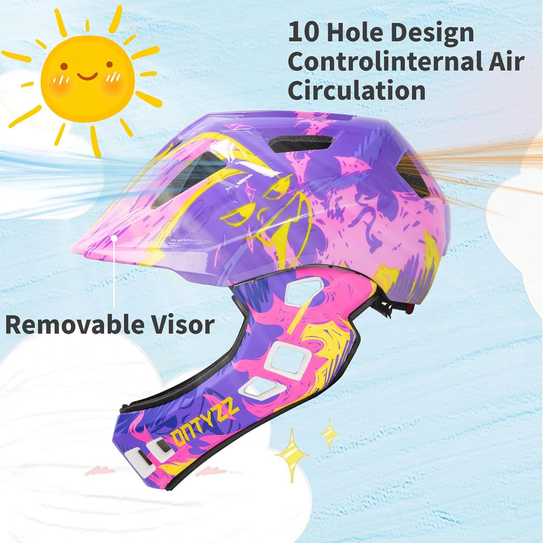 Kinder Fahrradhelm Leicht Integralhelm Kinder mit Abnehmbaren Kinnschutz Kinder Downhill Helm für Ba