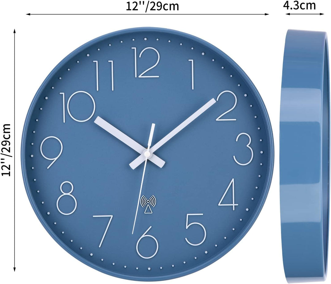 NESIFEE 30 cm, Moderne Funkuhr, funkgesteuerte Wanduhr, leise, kein Ticken, gut lesbar, batteriebetr