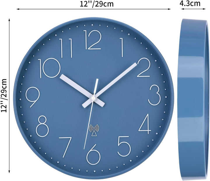 ACCSHINE Funkuhr Wanduhr Ohne TickgeräUsche Lautlos 30cm Quarz Batterie Betriebene Gross Wanduhr Ein