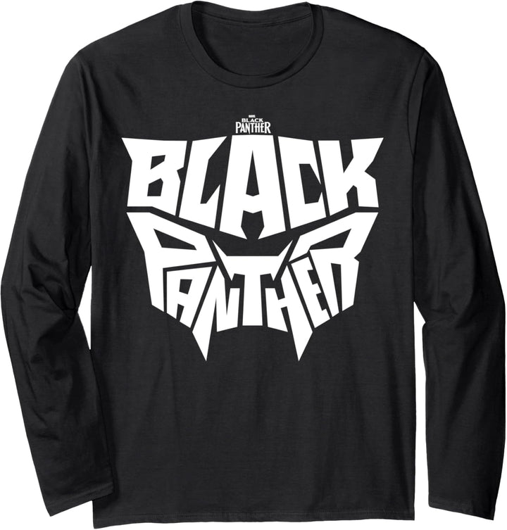 Marvel Black Panther Simple Text Mask Fill Langarmshirt