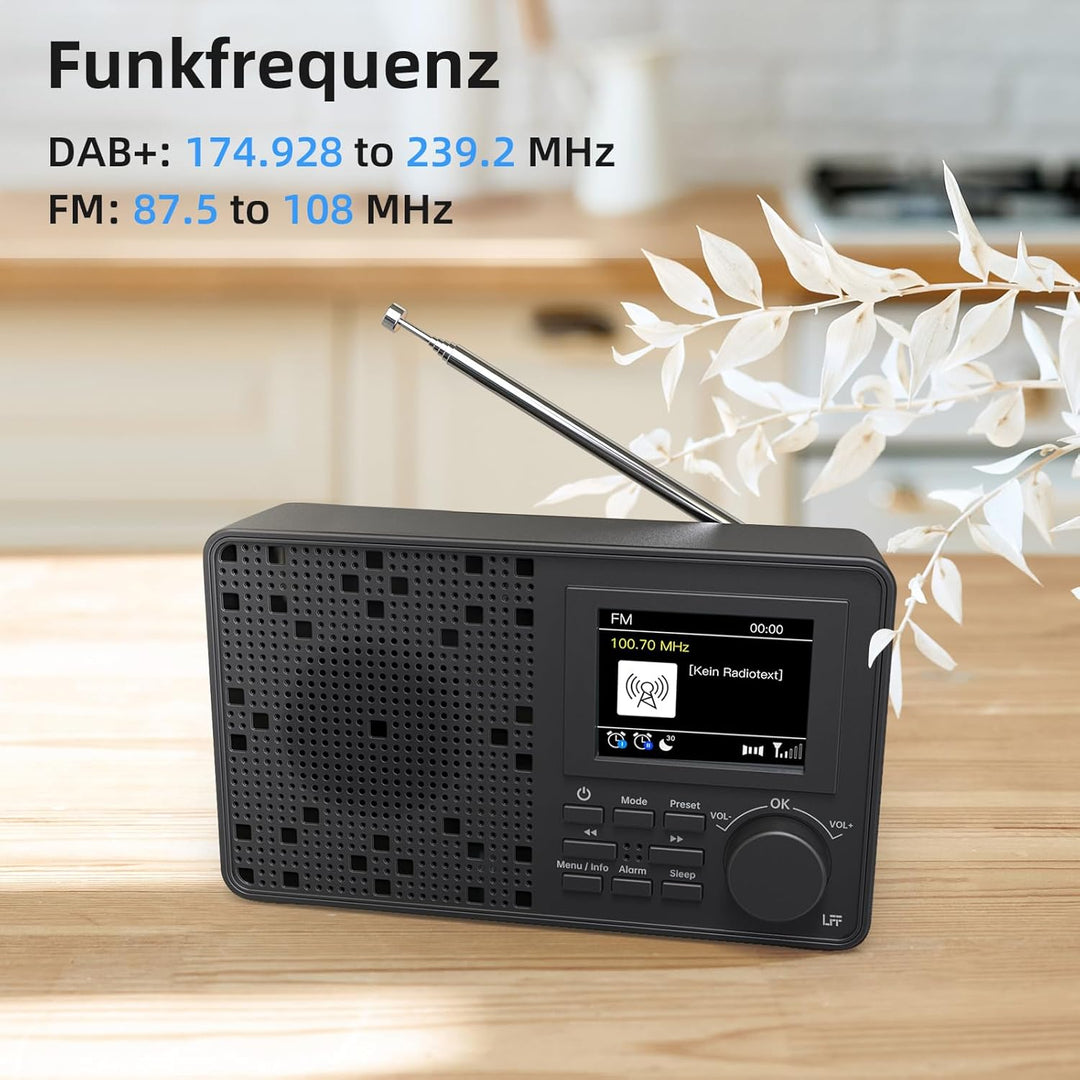 DAB Radio, LFF DAB Plus Radio, DAB Digitalradio, Digital Radio mit Bluetooth, Kleines Radio mit Netz