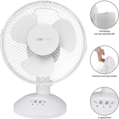 Clatronic Ventilator für Tisch / Tischventilator VL 3601; Mini-Fan für Schlafzimmer, Büro, Wohnmobil