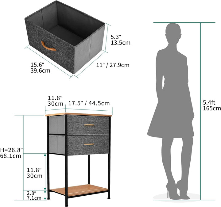 YITAHOME Kommode mit Schubladen, Schrank mit 2 Schubladen aus Stoff, Aufbewahrungskommode Industrial