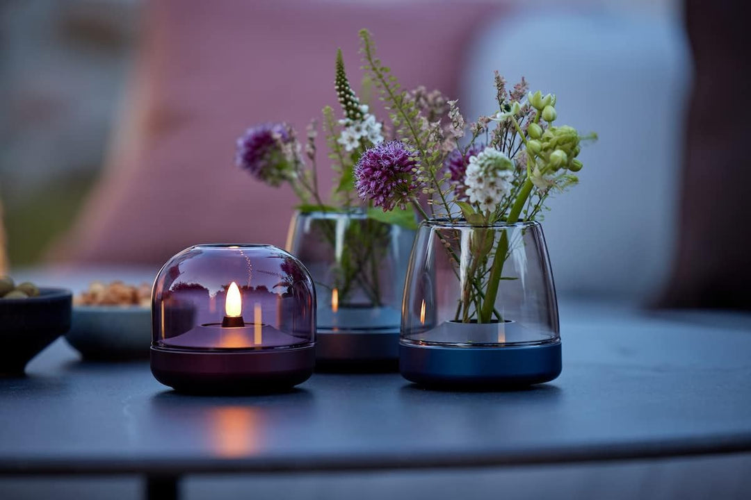 Kooduu Glow 10 Grau - Luxusglaslaterne - Kerzenhalter - aus Glas und Aluminium - Dänisches Design -