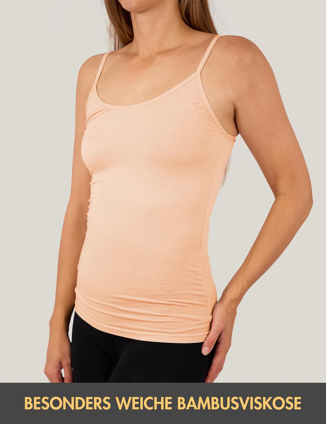 Basic Treasure 3er-Pack Unterhemden Damen, Spaghettiträger Top Damen, Premium Bambus Unterhemd Damen