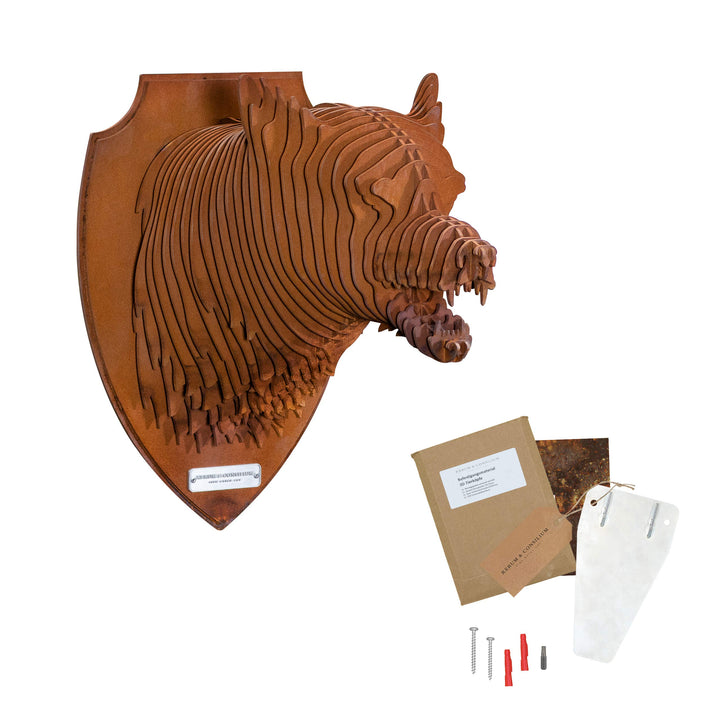 Rerum & Consilium Wolf-Kopf in Edelrost-Optik | Wanddeko Wolfskulptur | 27 x 36 x 33 cm | 12,2 kg |