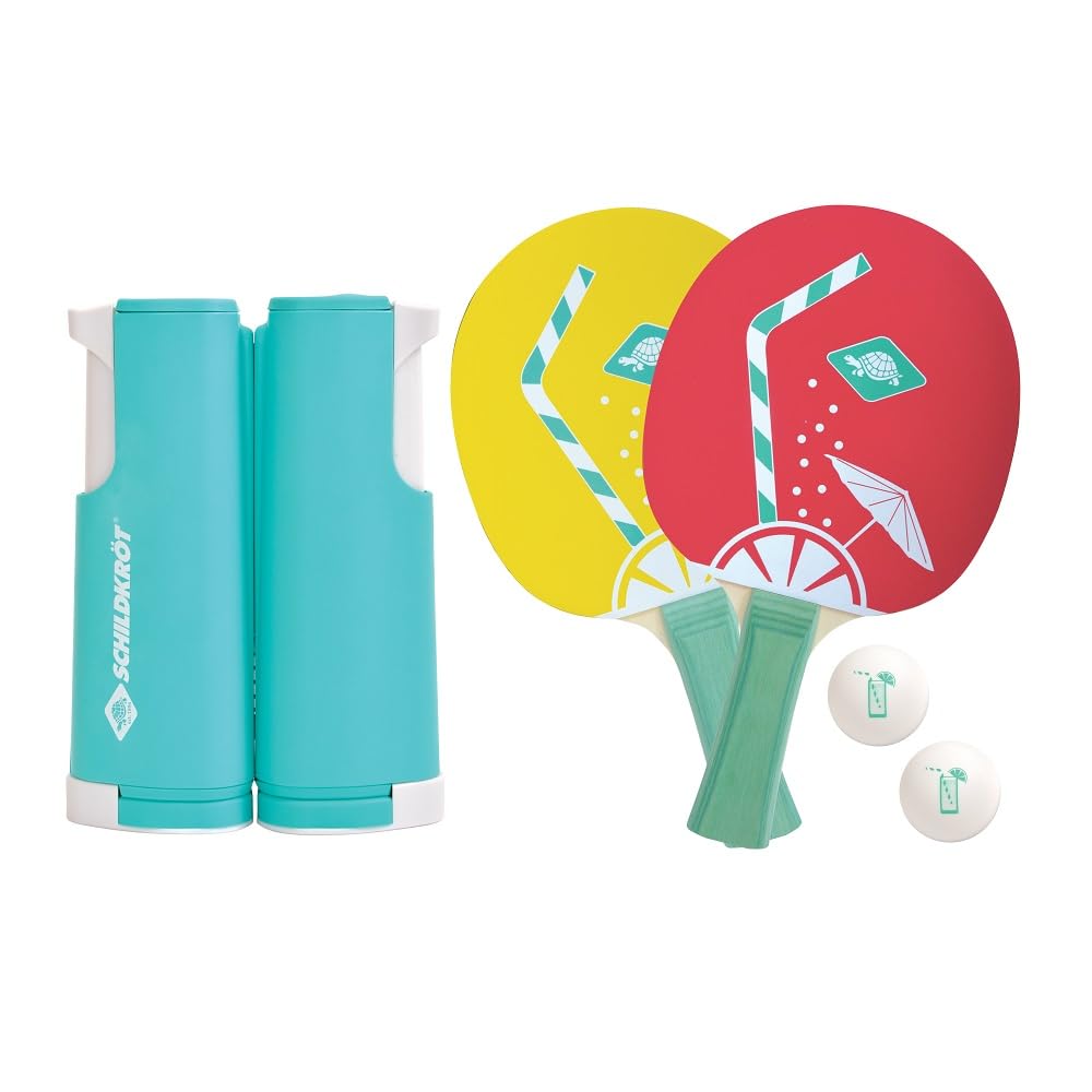 Schildkröt Tischtennis-Set Spin, Tischtennisset mit Zwei Schlägern, Zwei Bällen, inklusive Netz zur