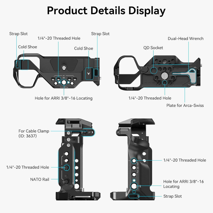 SMALLRIG A7 III / A7R III Kamerakäfig für Sony Alpha 7 III/Alpha 7R III, Aluminiumlegierung mit Schn