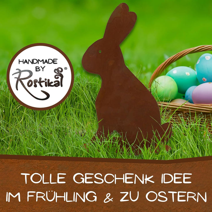 Rostikal Edelrost Osterhase 31cm - Wetterfeste Vintage-Gartendeko für das Osterfest im Shabby-Chic-S