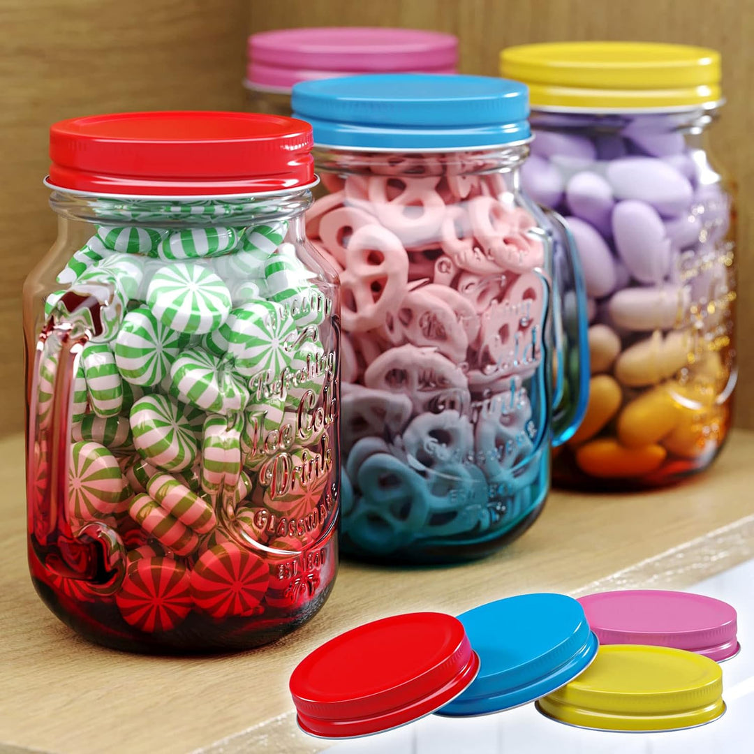 WELLGRO Trinkgläser Set bunt Farbverlauf mit Deckel und Trinkhalm 500ml inkl. Ersatzdeckeln Mehrweg