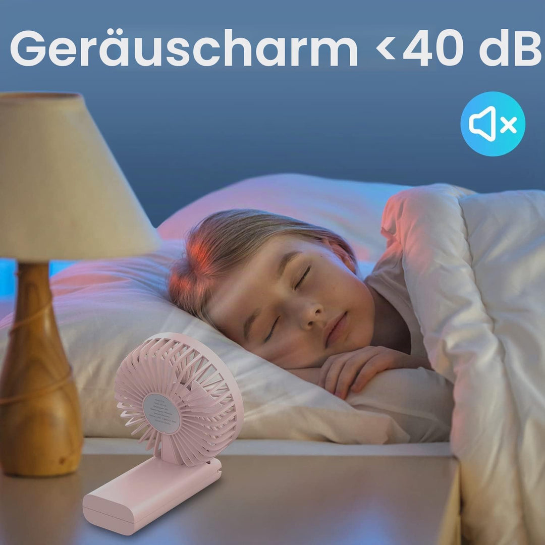 Mini Ventilator, Handventilator Tragbarer mit 3 Windgeschwindigkeit, Faltbarer Leise, 3600mAh Akku U