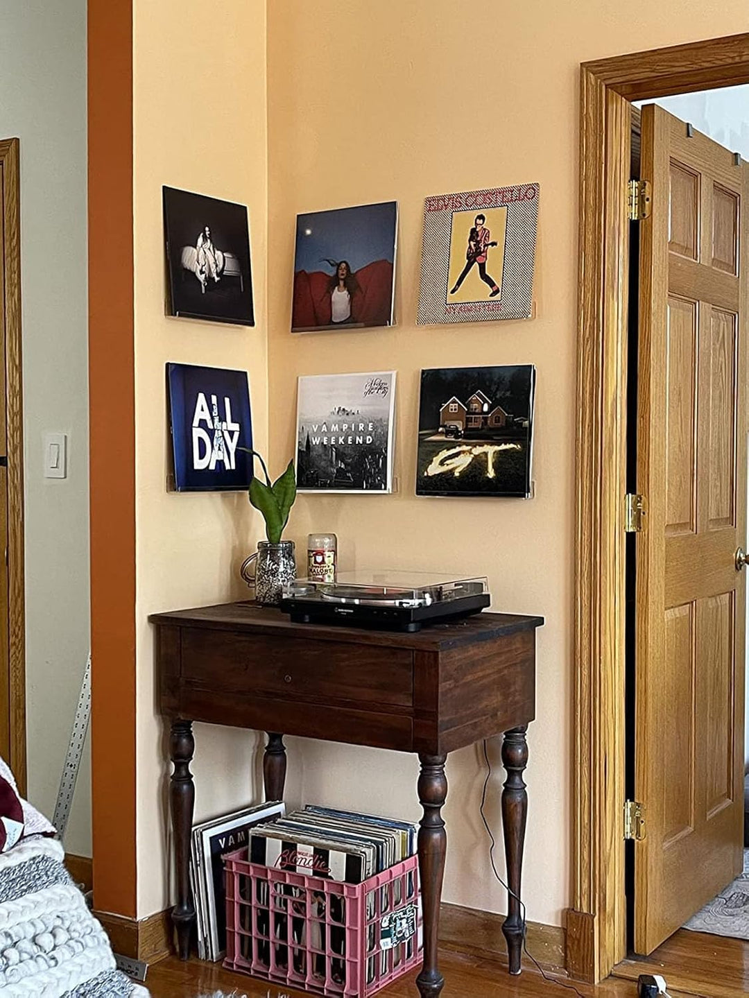 HIIMIEI Vinyl Wandhalterung 6 er für Platten und Fotos, 30,5 x 4,3 x 4,5 cm Schallplatten Wandhalter