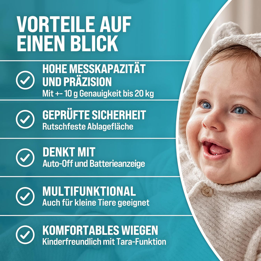MONZANA® Babywaage Digital bis 20 kg LED Anzeige Abschalt- &amp; Tarierfunktion Kinder Säuglinge Tierwaa