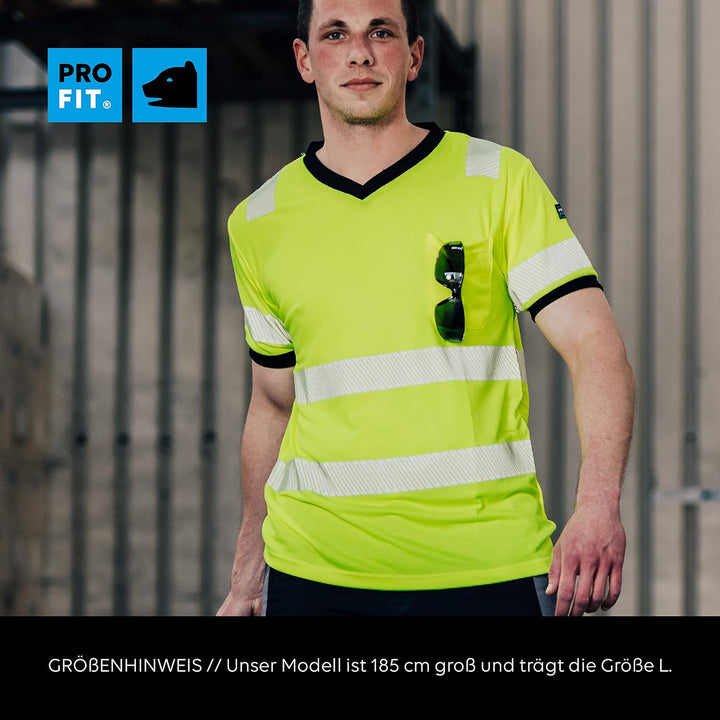 PRO FIT Warnschutz T-Shirt – Atmungsaktiv, Arbeits-Shirt, Allergiker geeignet, Herren, Damen, Reflex