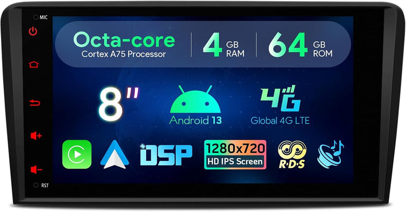 XTRONS 8 Zoll Android 12 Octa Core 4GB 64GB Autoradio Multimedia Player Eingebauter 4G/CarAutoPlay/A