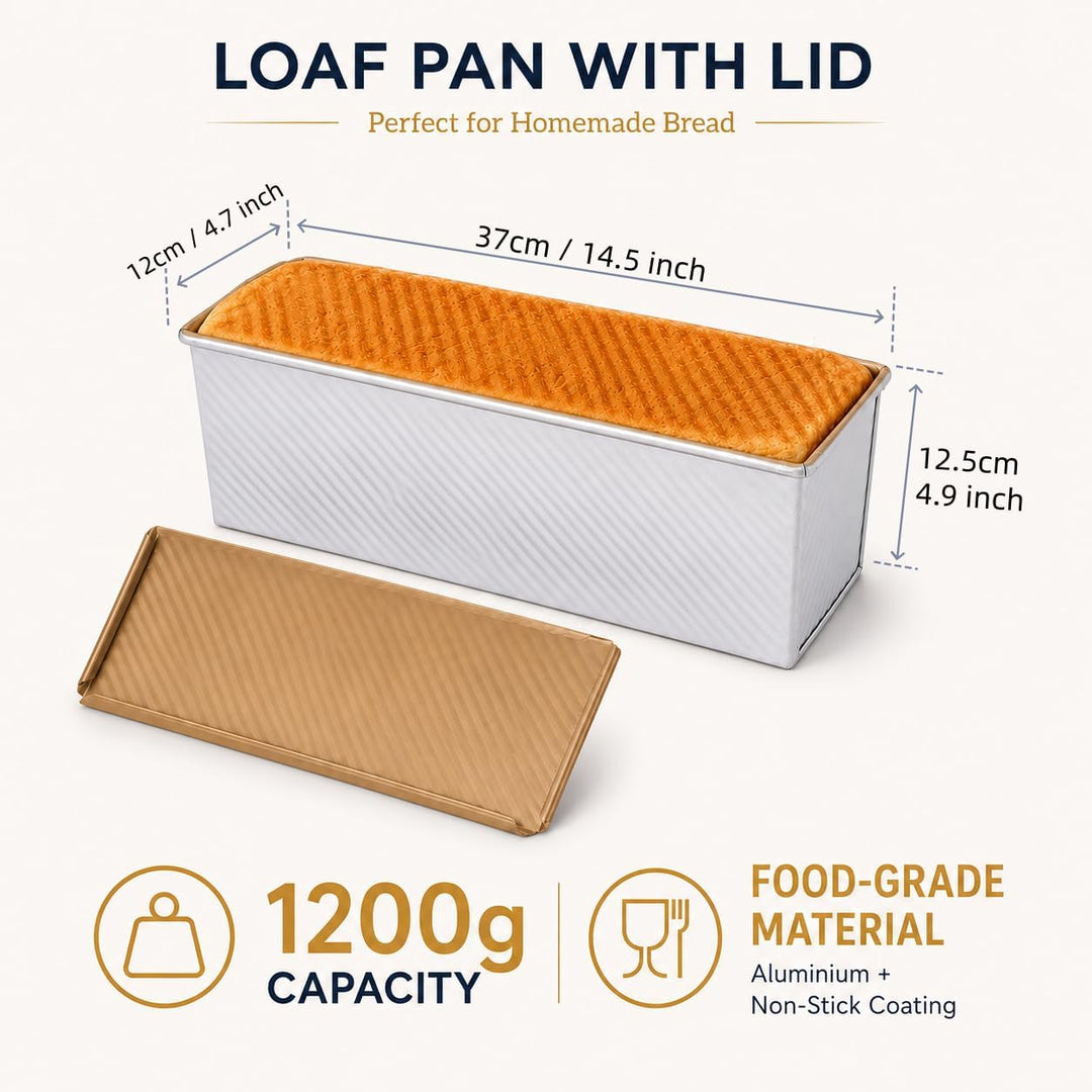 MUXHEL 1000g Brotbackformen mit Deckel, Aluminium Toastbrot Backform, Antihaft Brotbackform Kastenfo