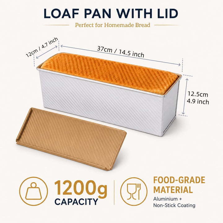 MUXHEL 1000g Brotbackformen mit Deckel, Aluminium Toastbrot Backform, Antihaft Brotbackform Kastenfo