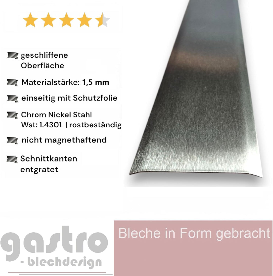 Übergangsprofil, Edelstahl k240 geschliffen, 1,5 mm stark, Übergangsprofile, 1150 x 120 mm Übergangs