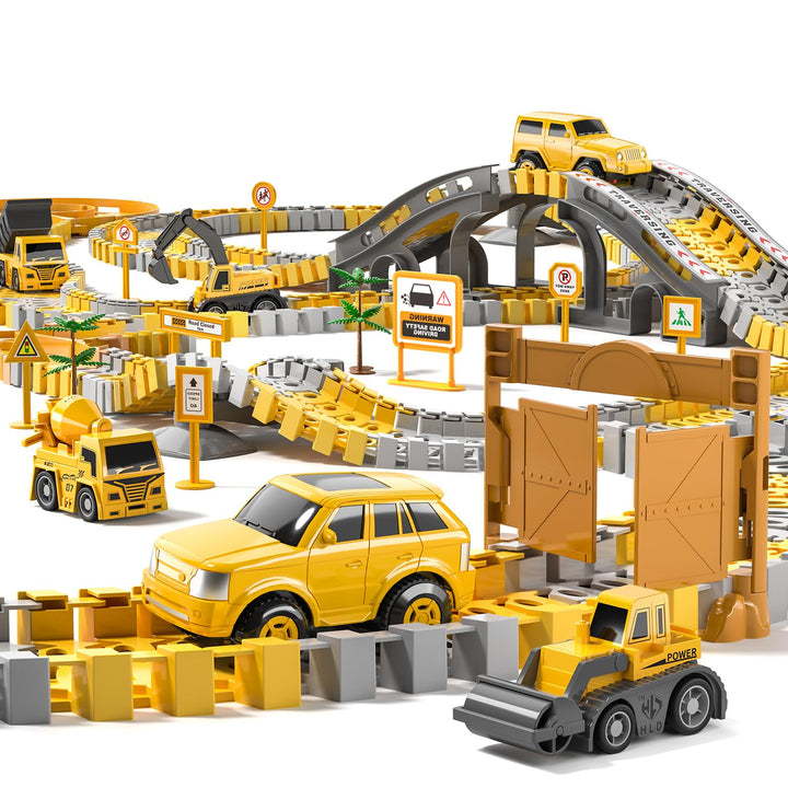 TEMI 236 PCS Autorennbahn Spielzeug für 3 4 5 6 Jahre alte Jungen, Flexible Rennstrecken Playset mit