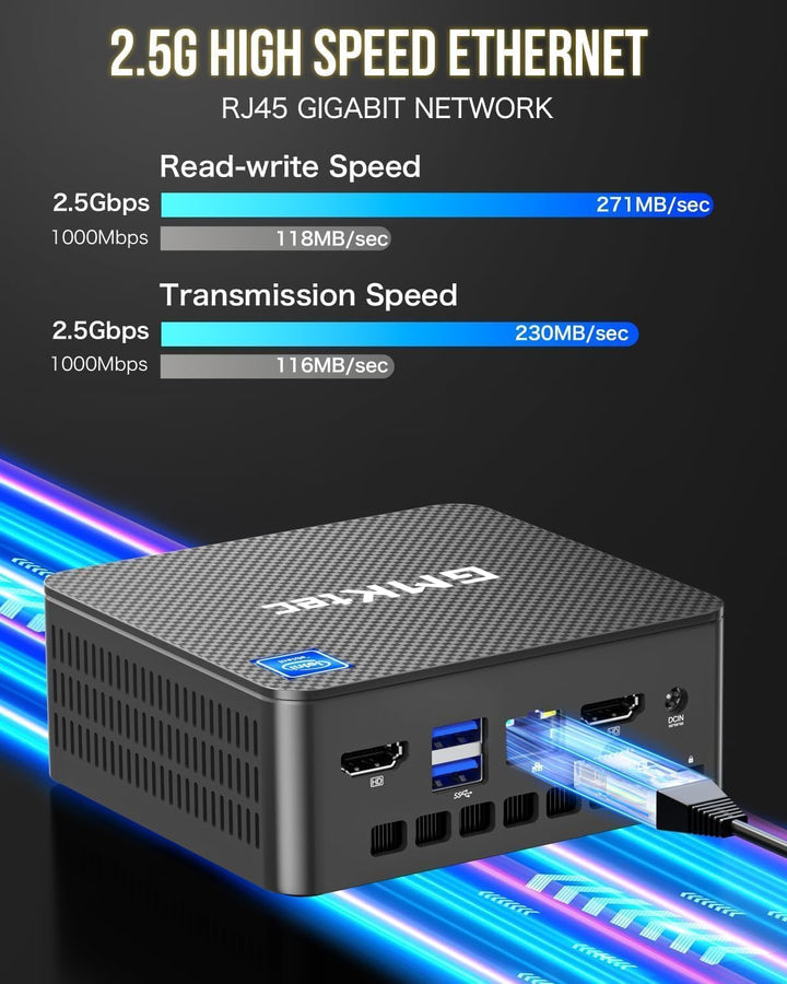 GMKtec G5S Mini-PC,Intel N5095 bis zu 3,6 GHz,8GB LPDDR4,128GB SSD, Dual-HDMI-4K-Display, Wi-Fi 6, B