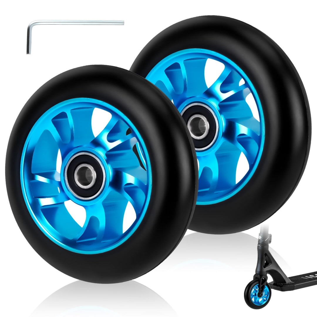 100mm Scooter Rollen Ersatzräder, 2 Stück 88A Stunt Scooter Rollen mit ABEC-9 Lager aus Aluminiumleg