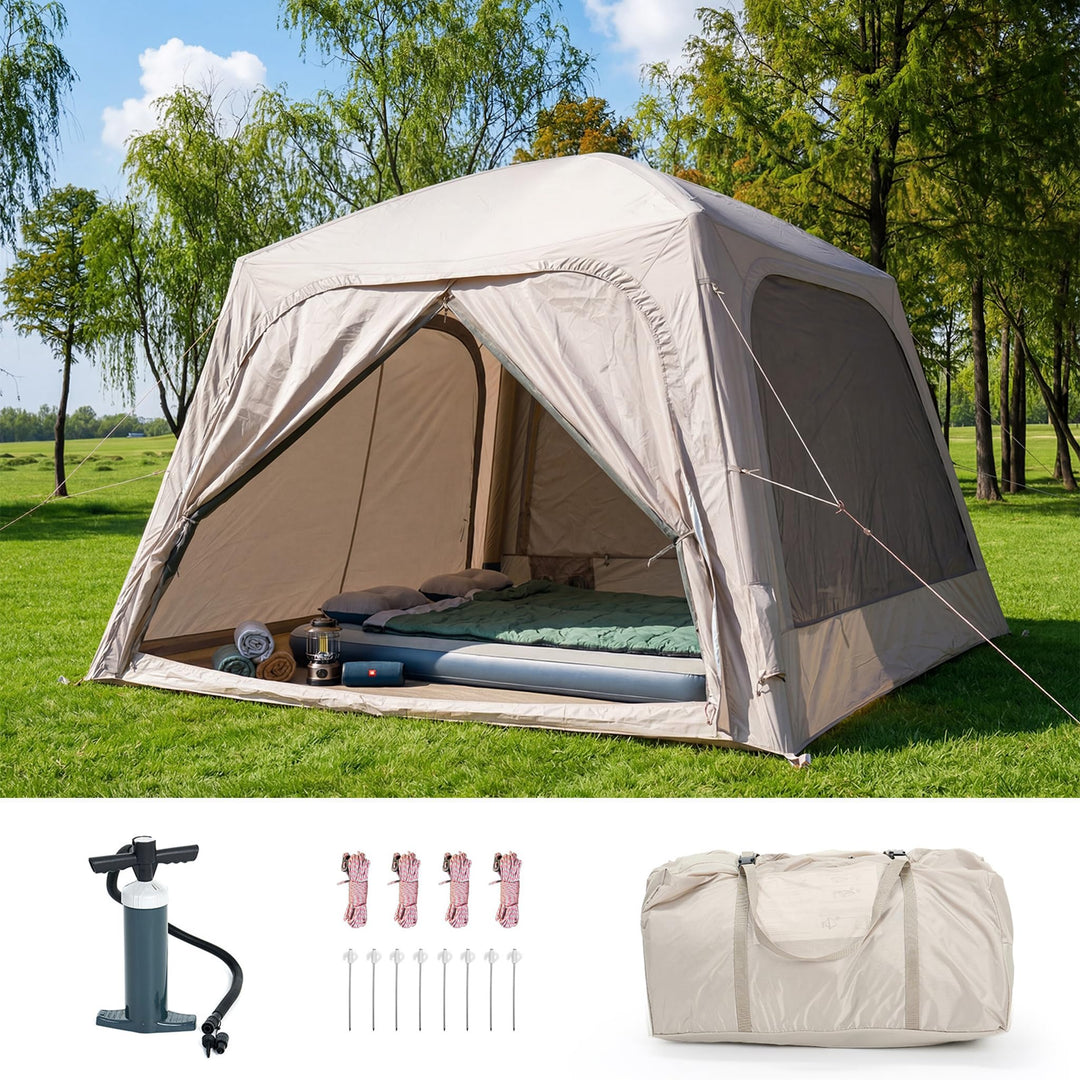 Ytaoeo Aufblasbares Zelt Camping Pavillon mit Luftpumpe Abnehmbarer Türvorhang Aufblasbares Campingz