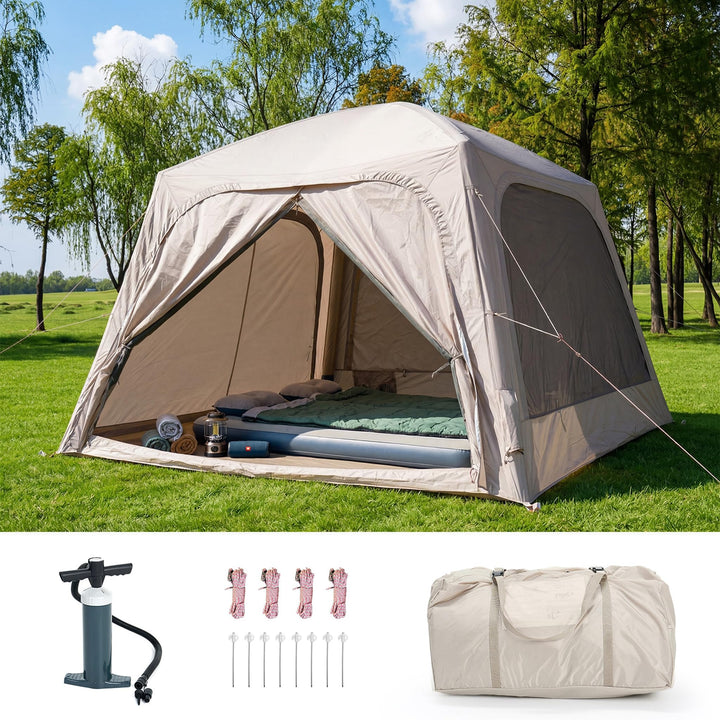 Ytaoeo Aufblasbares Zelt Camping Pavillon mit Luftpumpe Abnehmbarer Türvorhang Aufblasbares Campingz