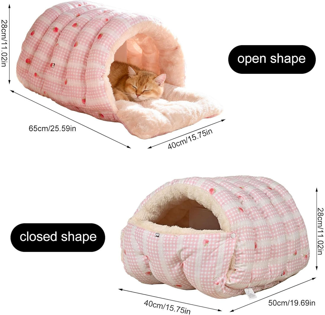Katzenhöhle | Abnehmbar Und Waschbar Winter Schlafsack - Halb Umschlossenes Katzenbett | Für Indoor
