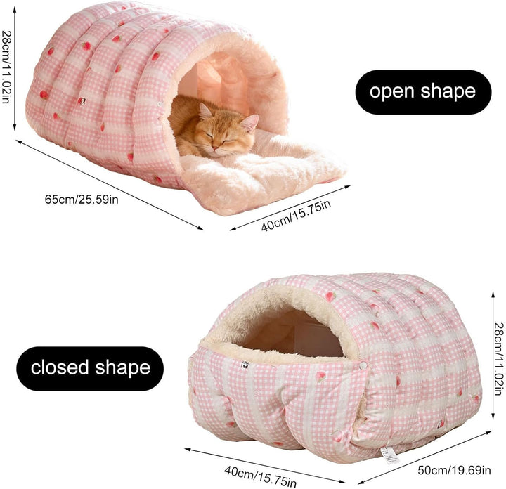 Katzenhöhle | Abnehmbar Und Waschbar Winter Schlafsack - Halb Umschlossenes Katzenbett | Für Indoor