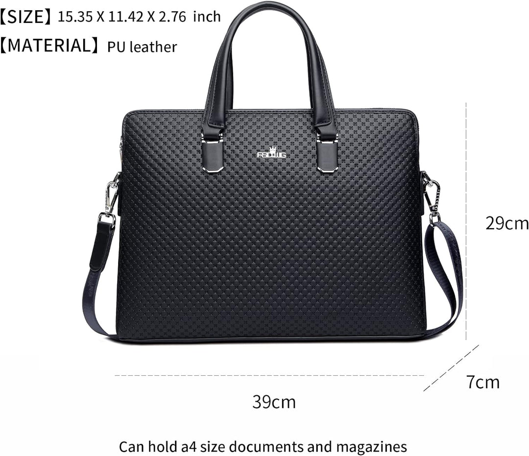 FSD.WG Herren Business Tasche,Wasserdichte Leder Aktentasche,Schulter Laptop Business Tasche für Bus