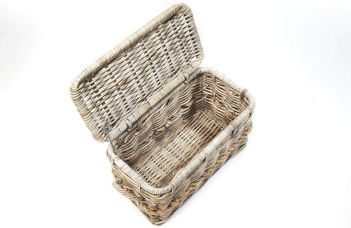 Kobolo Rattantruhe mit Griffen und Deckel 50x26x31 cm
