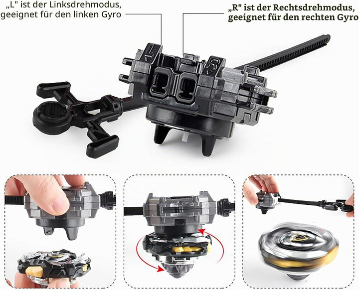 12Pcs Gyros Turbo Kreisel Set, Spielzeug Geschenk + Launcher Mit Box Set,Hong Rend-12, Rend-12