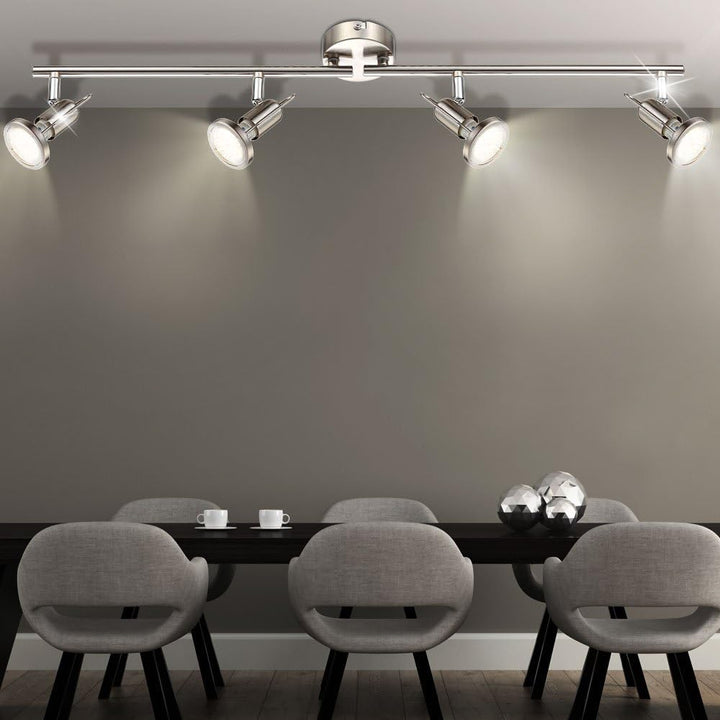 Spotleiste Leuchte Deckenlampe Leuchte Wohnzimmerleuchte Schlafzimmer, 4 flammig Spots beweglich, Ni
