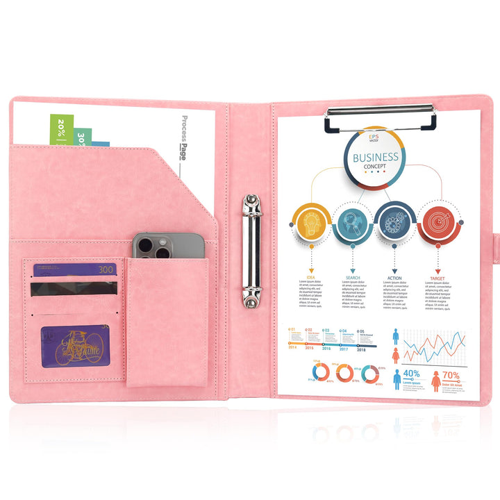 Schreibmappe 2 Ringbuch A4 Konferenzmappe Magnetischer Verschluss Wasserdicht Organizer Mappe Dokume