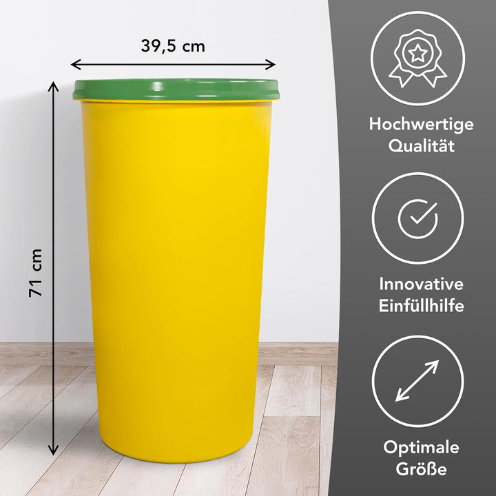 Mülleimer 60l mit geruchsdichtem Deckel (Grün), Gelber Sack Ständer, Made in Germany, Müllsackstände