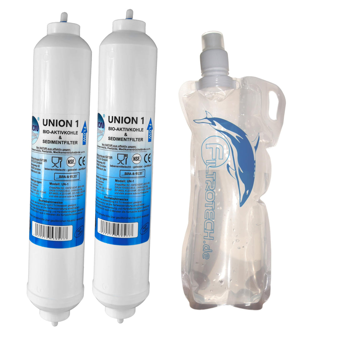Marken Wasserfilter für SBS-Kühlschränke von Samsung, Bosch, LG + GRATIS Trinkflasche