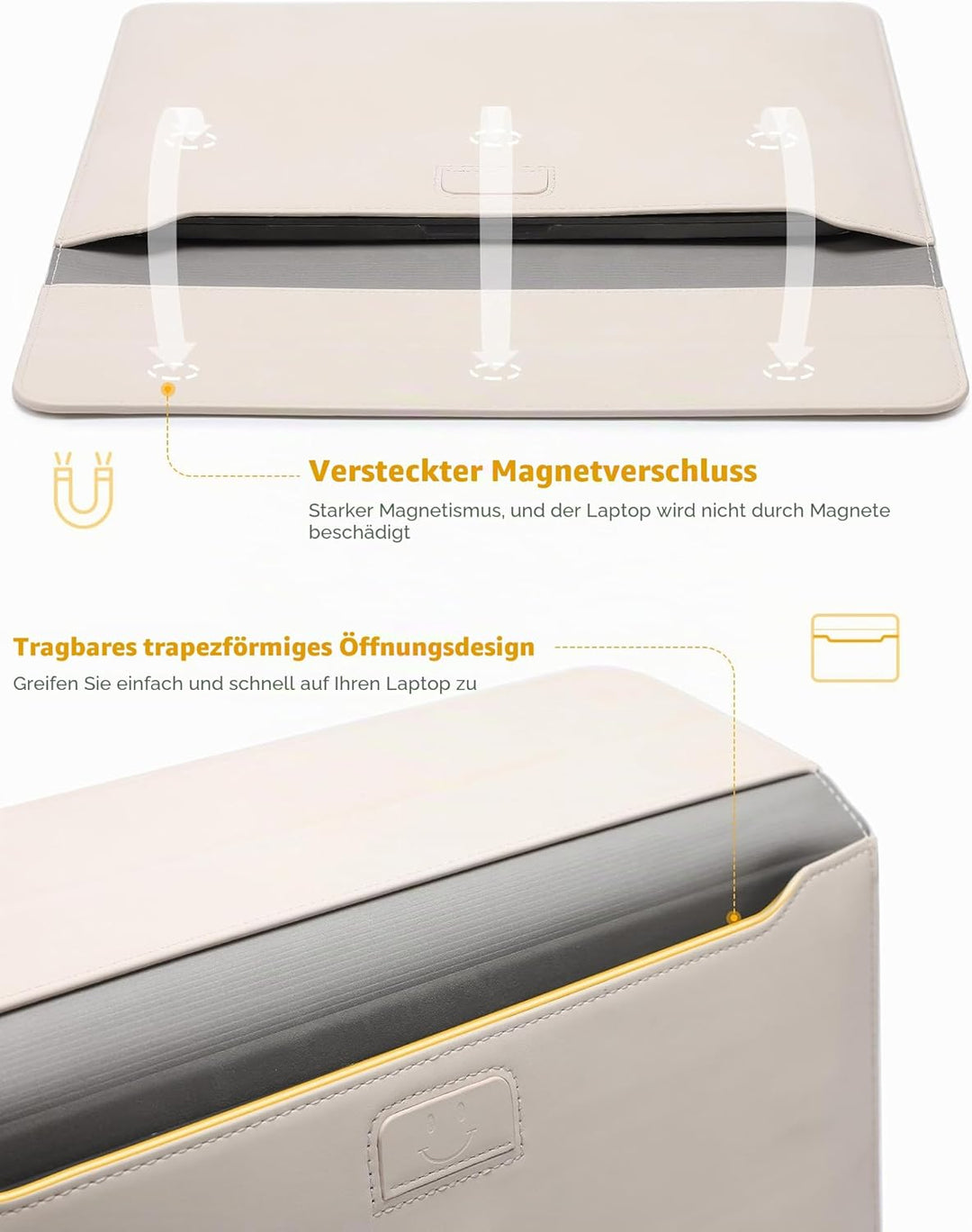 HYZUO 13 Zoll Laptop Hülle mit Standfunktion für 2025-2018 MacBook Air 13 M4 M3 M2 M1, 2025-2016 Mac