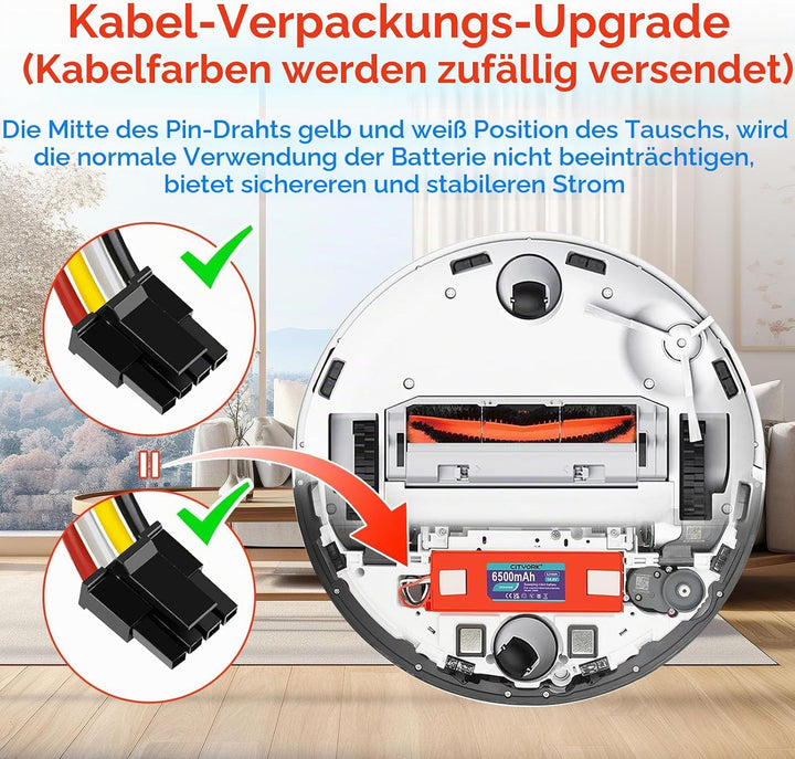 CITYORK Li-ion Ersatz Akku für Roborock Qrevo S/Pro/MaxV (QV 35A), für Roborock S8 S7 S6 S4 Q5 Q7 Ma