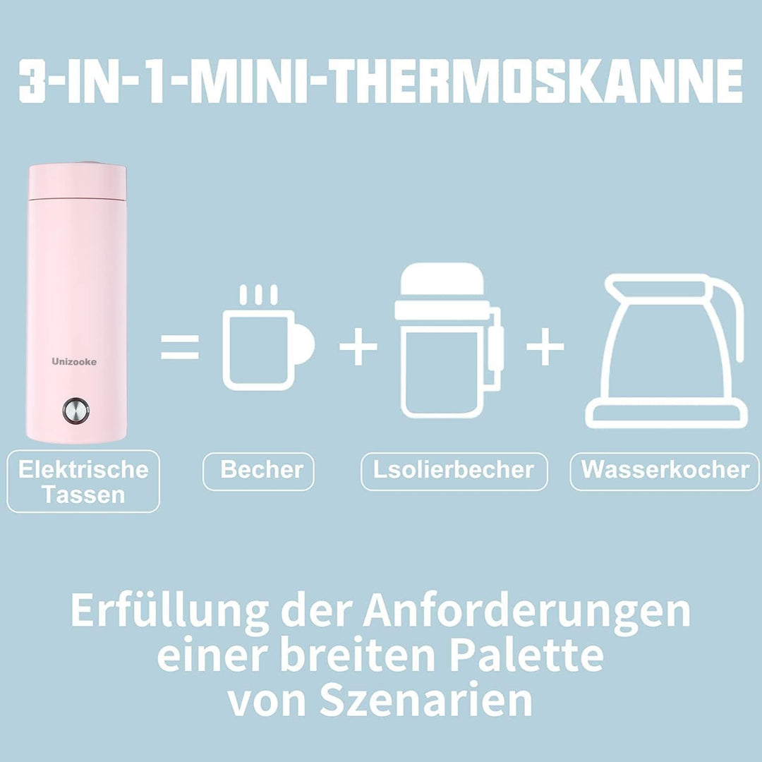Tragbarer Mini-Heizbecher,400ml Tragbarer Elektrischer Wasserkocher,220V Reise-Elektrisch-Wasserkoch