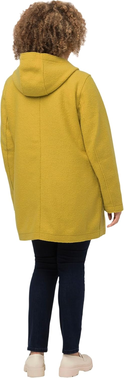 Ulla Popken Damen Curly Wool Jacke mit Kapuze Jacke 50-52 Gelb, 50-52 Gelb