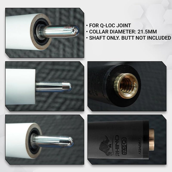 RHINO - 76,2 cm / 30 Zoll / Q-loc-Gelenk-Queue aus Carbon, Einzelschaft, Spitze 11,8 mm, 12,2 mm, 12