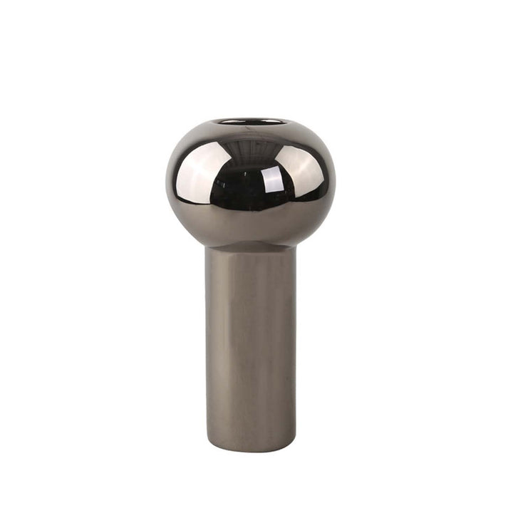 Cooee Design Pillar-Vase aus Keramik in der Farbe Dark Silver Handgefertigt, Masse: 12cm x 12cm x 24