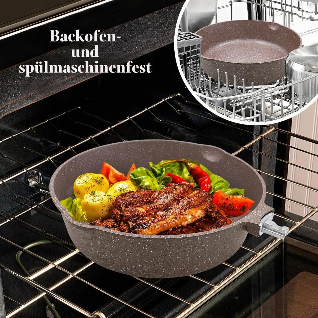 AIKENBBKK keramik pfanne 24 cm mit deckel, Antihaft Keramikbeschichtung Bratpfanne 24 cm mit Abnehmb