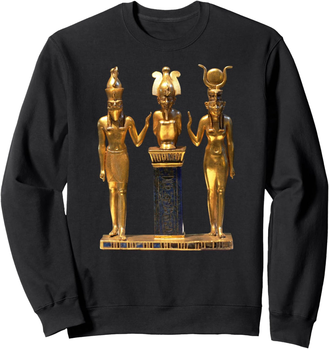 Ägyptische Dreifaltigkeit Horus Osiris und Isis Statue Sweatshirt