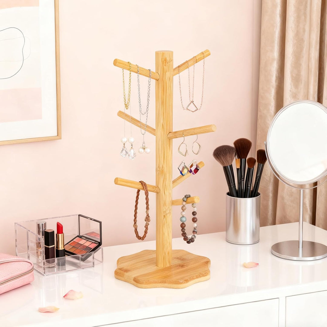 SUNOYA 2 Stück Brezelständer, Pretzel Stand, Höhe 34,5cm, Tassenständer Holz Mit 6 Haken Und Verdick