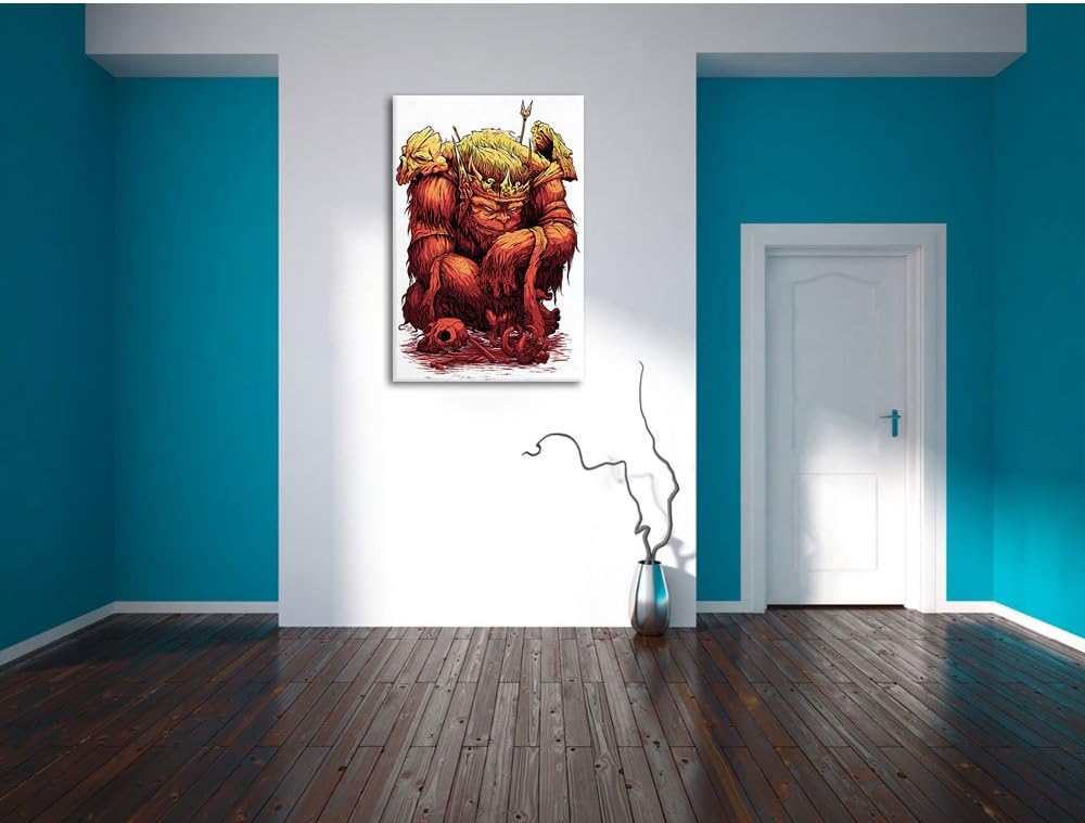 King-Ape white Bild auf Leinwand, XXL riesige Bilder fertig gerahmt mit Keilrahmen, Kunstdruck auf W