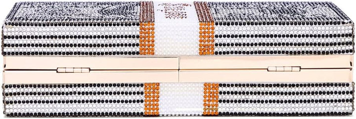 Dollar Clutch Geldbörse für Damen von Covelin, Strass Abend Handtasche Geldbeutel Schwarz, Schwarz
