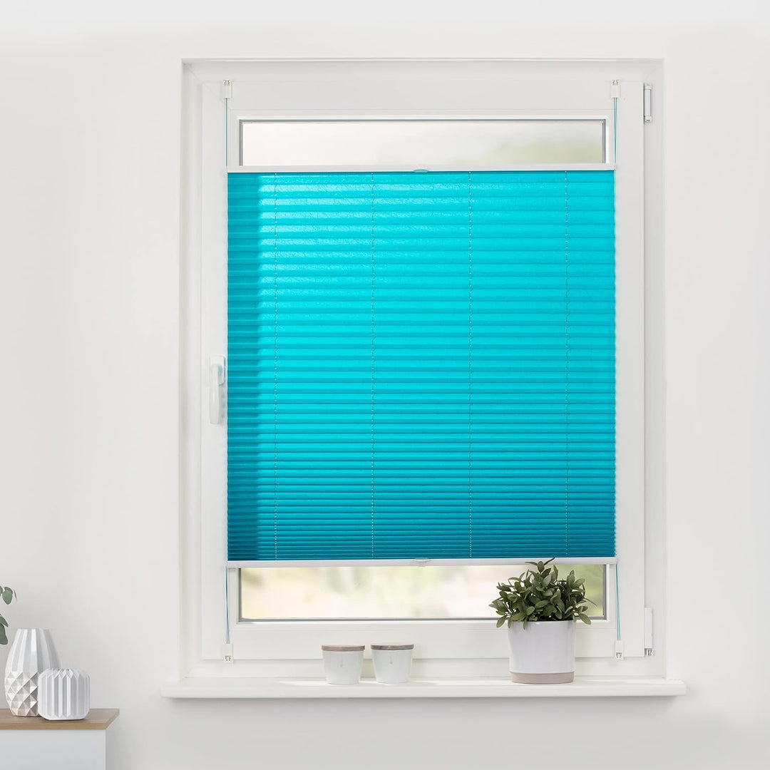 Wohn-Guide PKV.110.130.09 Plissee Klemmfix, ohne Bohren, verspannt - Blau 110 cm x 130 cm (B x L) 11